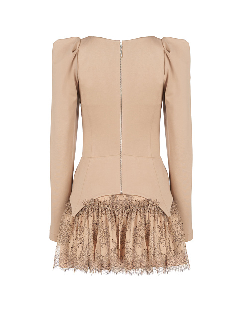 Бежевый комплект из топа и кружевной юбки, 2