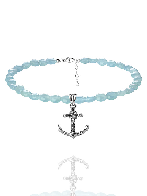 Колье-чокер из аквамарина с кулоном из серебра, 1