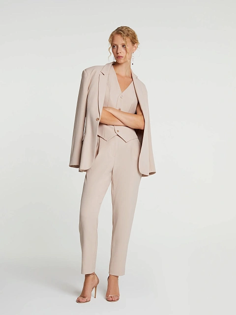 Пудровый костюм-тройка из вискозы, 11
