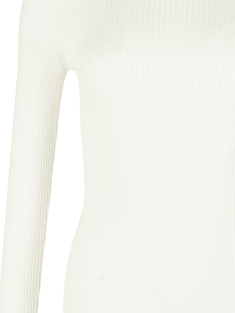 Молочная трикотажная водолазка в рубчик, 3