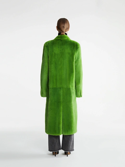 Ярко-зеленая шуба из меха норки, 6