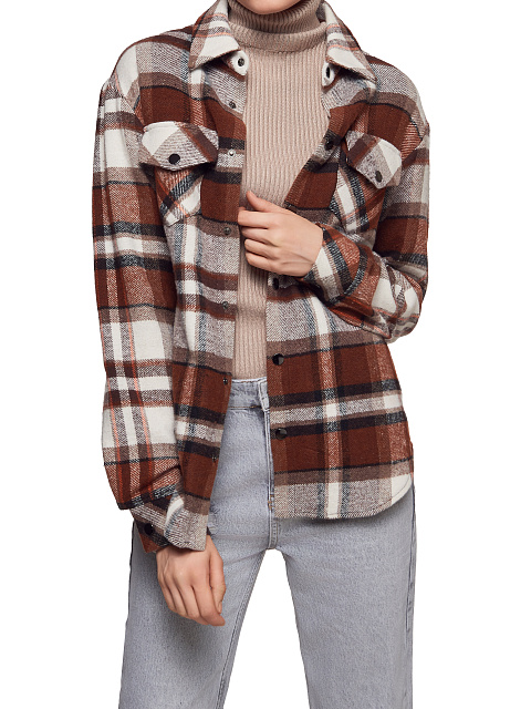 Коричневая рубашка из плотной шерсти в клетку, 4 Коричневая рубашка из плотной шерсти в клетку, 4