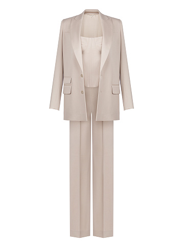 Бежевый костюм-тройка с корсетом, 1