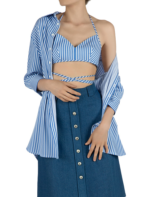 Темно-синий хлопковый сет из бра и рубашки, 8