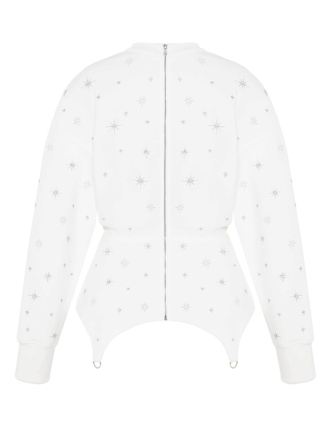 Белый свитшот из футера с вышивкой в виде снежинок, 2 Белый свитшот из футера с вышивкой в виде снежинок, 2