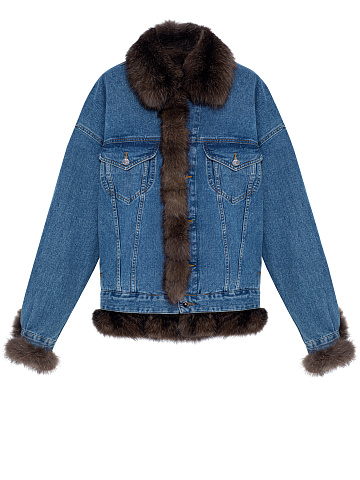Синяя джинсовая куртка с подкладом из меха соболя, 1