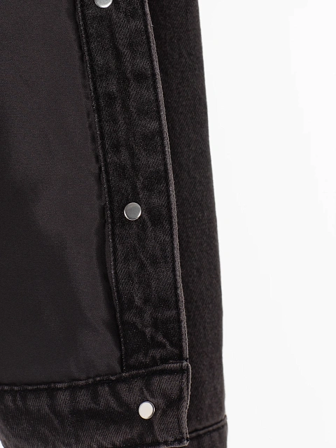 Черная джинсовая куртка с вышивкой на спине, 4 Черная джинсовая куртка с вышивкой на спине, 4