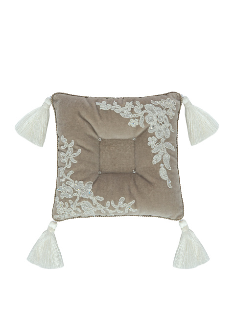 Бежевая бархатная подушка для колец, 1