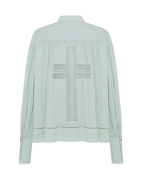 Мятная хлопковая объемная блузка, 2
