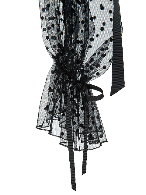 Черное платье-мини с объемными рукавами из сетки, 4