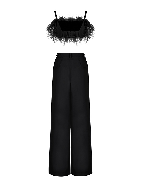 Черные брюки-палаццо с защипами, 4