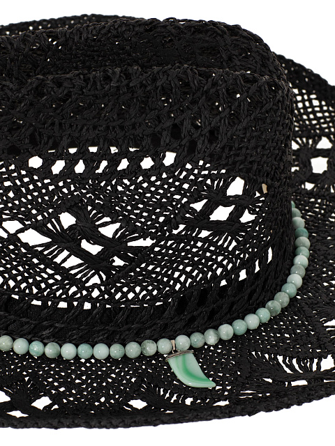 Черная соломенная шляпа с амазонитом, 4