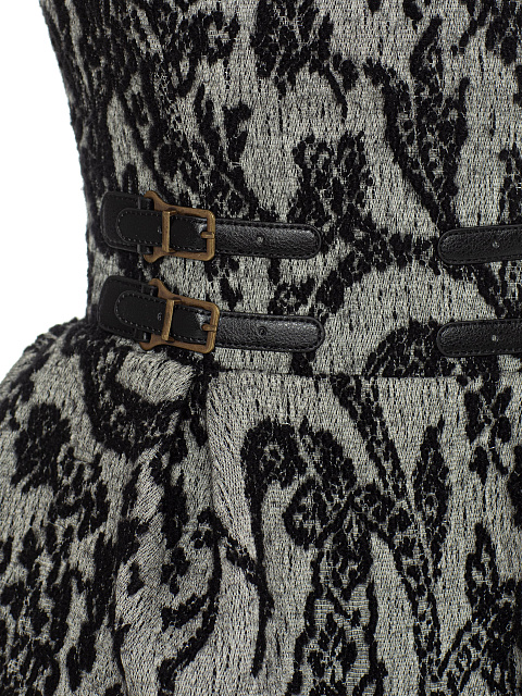 Черно-серое платье-мини с узором, 3