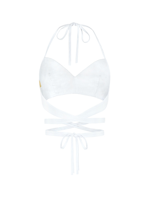 Хлопковый сет из белого бра и желтой рубашки в полоску, 3