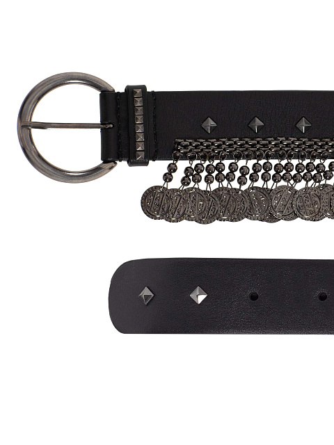 Черный кожаный ремень с декором, 2