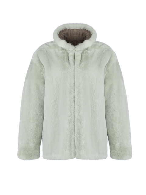 Двусторонний жакет из мятной норки и коричневого кашемира, 6