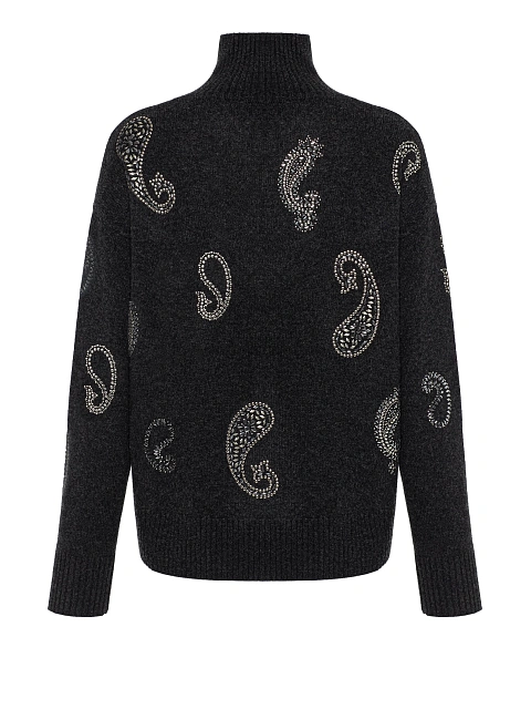 Темно-серый кашемировый свитер с узором пейсли, 2