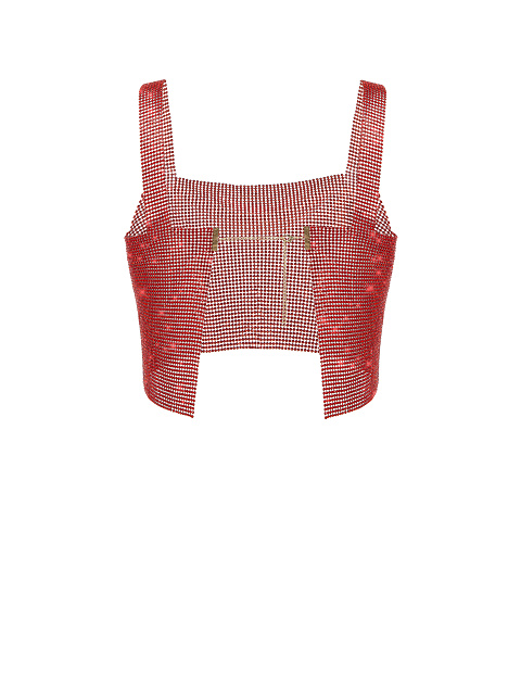 Красный укороченный топ со стразами, 3