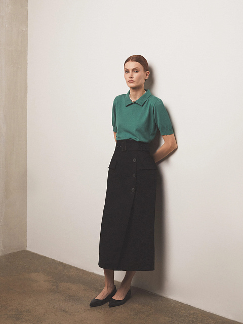 Черная юбка-миди с карманами, 4