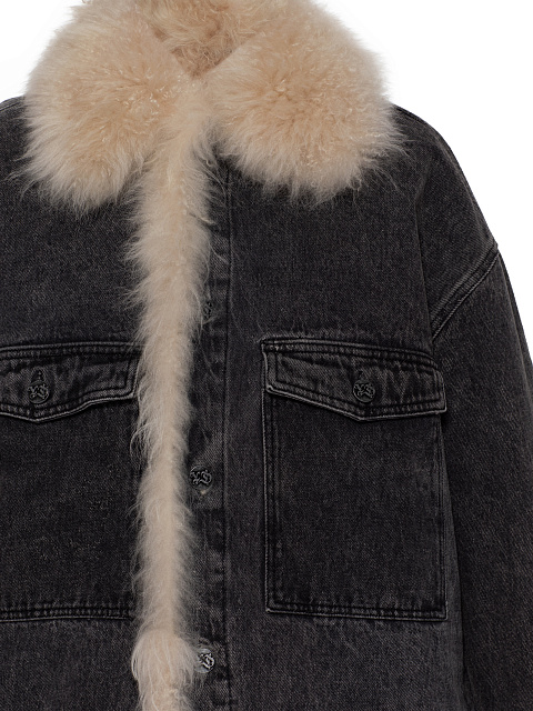 Темно-серая куртка из денима с подкладом из меха кашмирской козы, 3