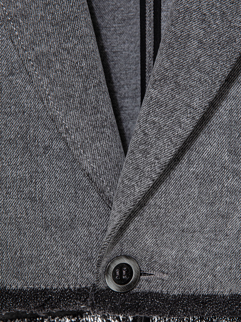 Укороченный серый жакет из вареного денима, 3