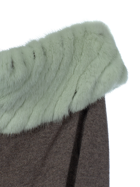 Коричневое платье из кашемира с отделкой из меха норки, 3