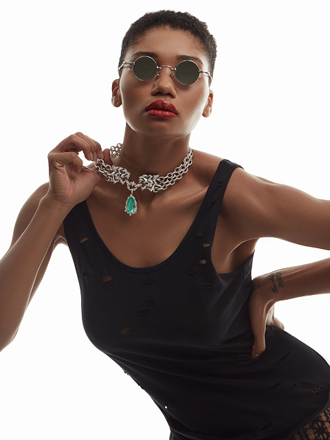 Солнцезащитные очки в серебряной оправе с круглыми серыми линзами, 7