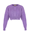 Укороченный фиолетовый свитер с косами Укороченный фиолетовый свитер с косами