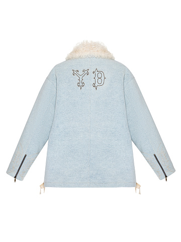 Голубая парка из денима с подкладом из овчины, 2