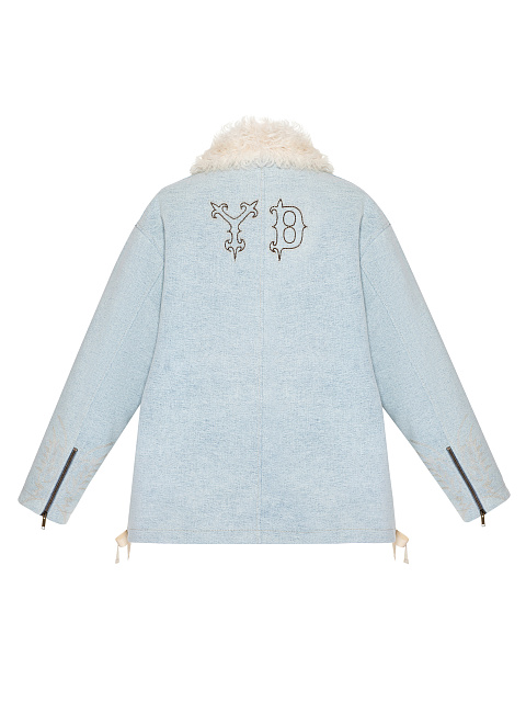 Голубая парка из денима с подкладом из овчины, 2