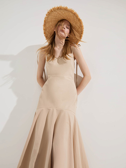 Бежевое хлопковое платье-миди, 5 Бежевое хлопковое платье-миди, 5