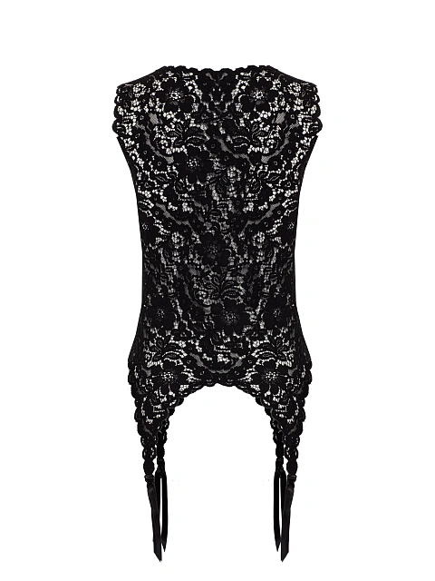 Черная майка из кружева с фигурным низом, 2 Черная майка из кружева с фигурным низом, 2