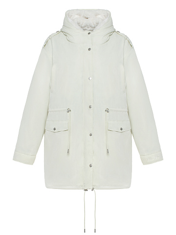 Молочная парка из плащевки с эко-мехом, 2