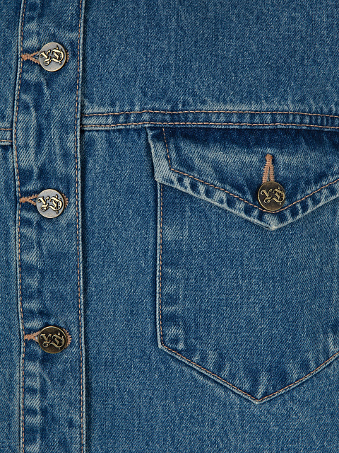 Голубая джинсовая куртка с бежевой подкладкой, 4