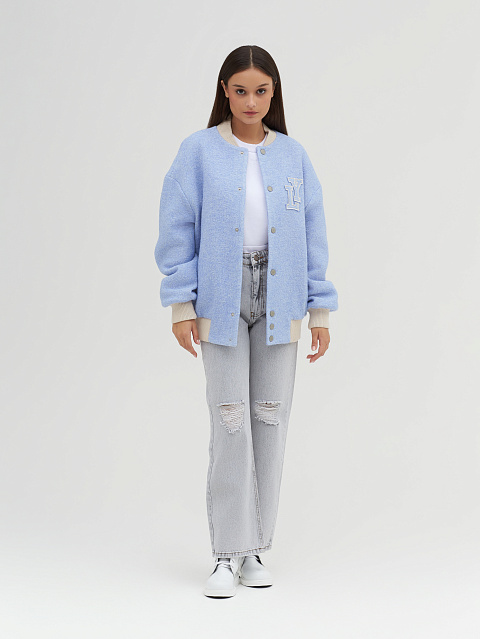 Светло-синий шерстяной бомбер LY, 5