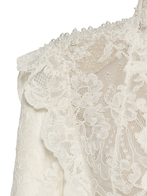 Белый костюм из кружевного фрака и брюк, 5