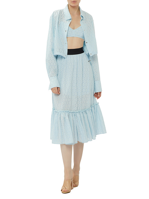 Голубой хлопковый сет из укороченной рубашки и бра, 7