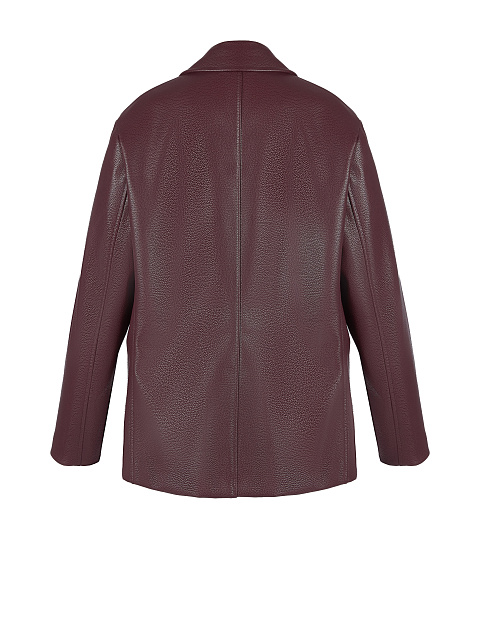 Бордовый однобортный жакет из эко-кожи, 4