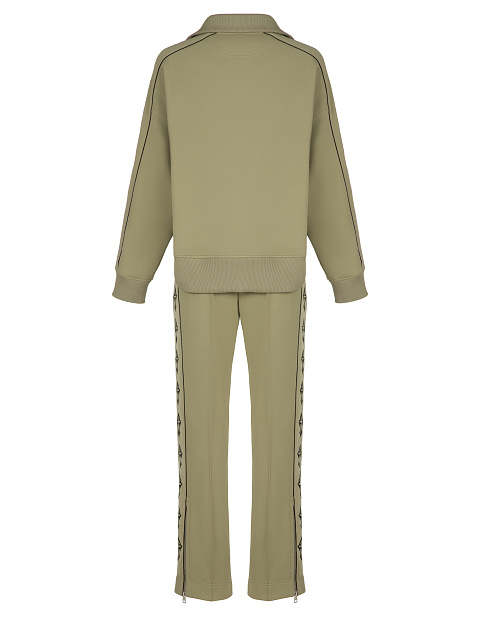 Зеленый костюм с укороченной толстовкой и вышивкой в виде крестов, 2