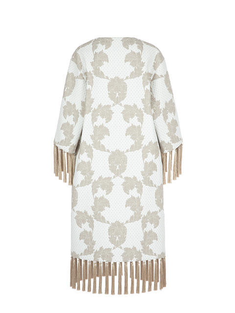 Белая накидка с узором и бахромой, 2