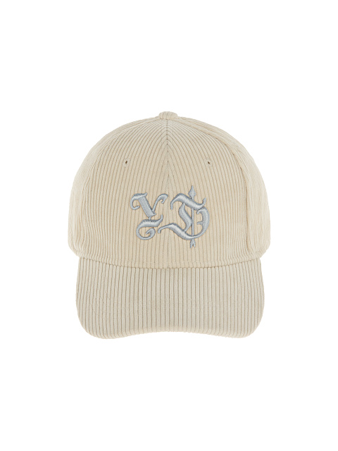 Бежевая кепка из вельвета с вышивкой YD, 2