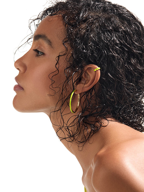 Узкий кафф из желтого золота с эмалью Lime Color, 2