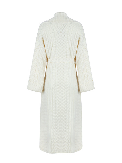 Белое вязаное пальто из шерсти мериноса и кашемира, 2 Белое вязаное пальто из шерсти мериноса и кашемира, 2