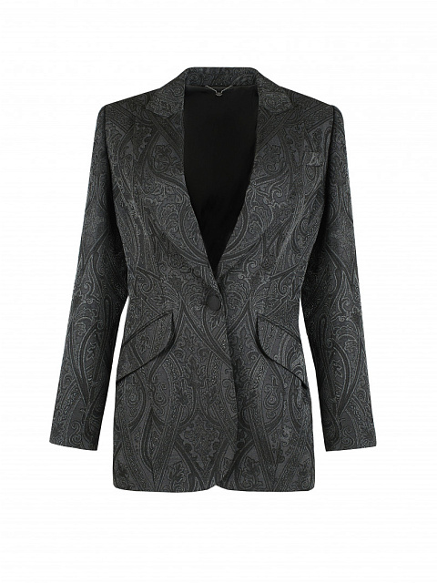 Черный жаккардовый жакет с люрексом, 1 Черный жаккардовый жакет с люрексом, 1
