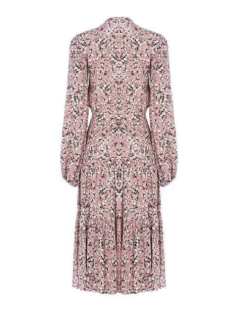 Розовое платье-миди с цветочным принтом, 2