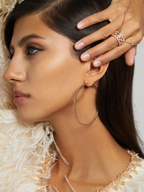 Хупсы из розового золота с коричневыми бриллиантами, 4 Хупсы из розового золота с коричневыми бриллиантами, 4