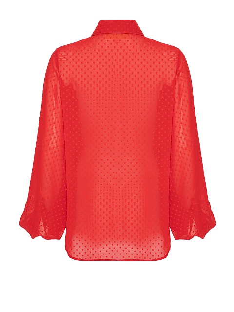 Красная блузка из шифона в горошек, 3
