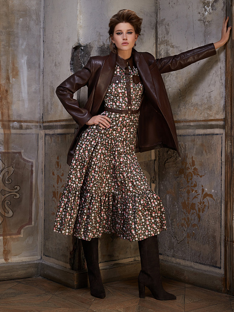 Темно-коричневый кожаный жакет, 3 Темно-коричневый кожаный жакет, 3