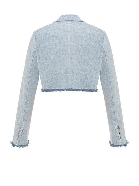 Укороченный голубой жакет из вареного денима, 2