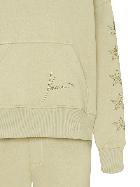 Хлопковый костюм оливкового цвета с вышивкой на рукавах, 3